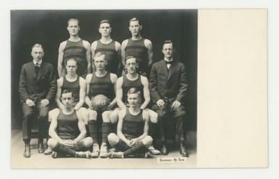 St. Olaf Academy men's basketball team postcard