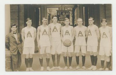 St. Olaf Academy 1908-1909 interclass champions postcard