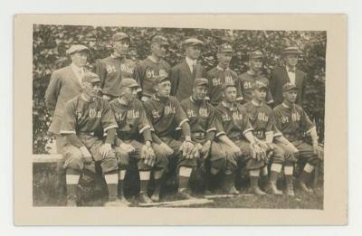 St. Olaf College baseball team bench postcard #1