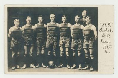 St. Olaf College men's basketball team postcard