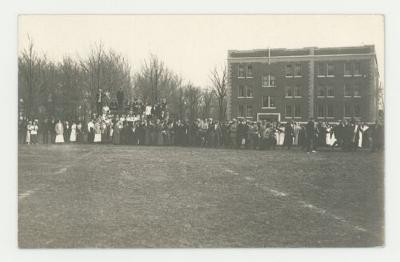 Students on athletic field near Yitterboe postcard