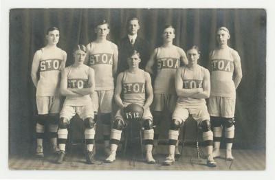 St. Olaf College 1912 basketball team postcard