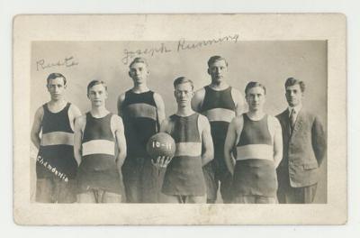 St. Olaf Academy men's  1910-1911 basketball team postcard