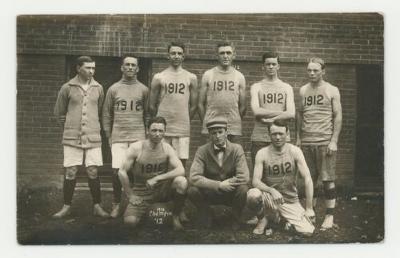 St. Olaf College men's basketball team 1912 champions postcard