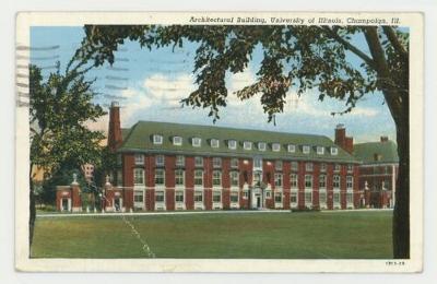 Architectural building, University of Illinois postcard