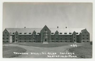 Thorson Hall entrance postcard