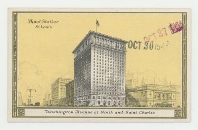 Hotel Statler, St. Louis, Missouri postcard