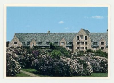 Thorson Hall in the spring postcard