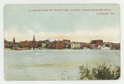 Looking across the Mississippi River to La Crosse postcard