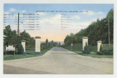 Entrance to Fort McClellan postcard