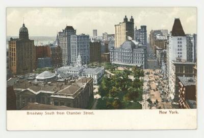 Broadway South from Chamber Street postcard