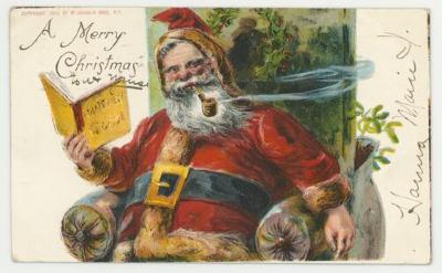 A merry Christmas Santa postcard