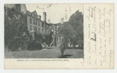 Gridley Hall, Carleton College postcard