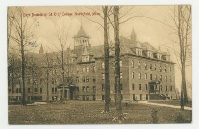 Boy's dormitory, St. Olaf College postcard