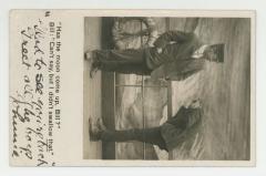 Man getting sick overboard postcard