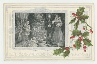 A Merry Christmas greeting postcard