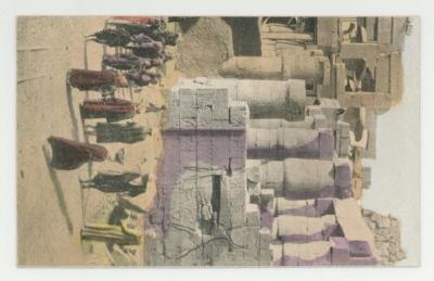 Laborers excavating at the Temple of Ammon postcard