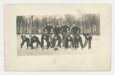 St. Olaf College football players postcard