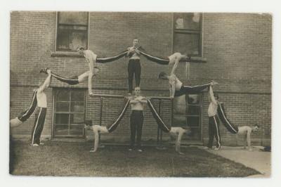 St. Olaf College men's gymnastics team postcard