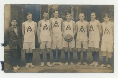 St. Olaf College 1909 inter-class basketball champions postcard