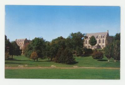 Holland Hall and Rolvaag Memorial Library postcard