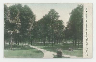 A view of St. Olaf College grounds postcard #1