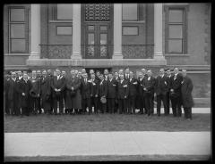 Alpha Beta Chi in front of library (1269)