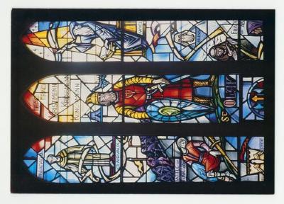 King Olaf of Norway stained glass panel postcard