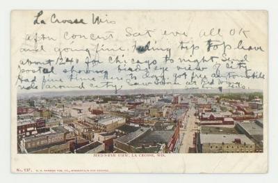 Bird's-Eye view of Lacrosse Wisconsin postcard