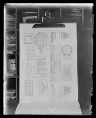 Photograph of a book page of architectural plans, unidentified (1732)