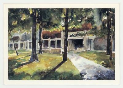 Christiansen, St. Olaf College watercolor postcard