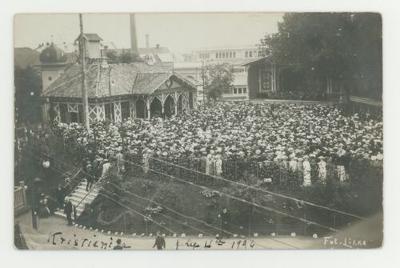 St. Olaf College band arrival in Kristiansund Norway postcard #2