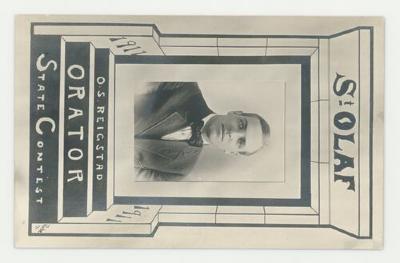 St. Olaf College O.S. Reigstad orator state contest postcard #1