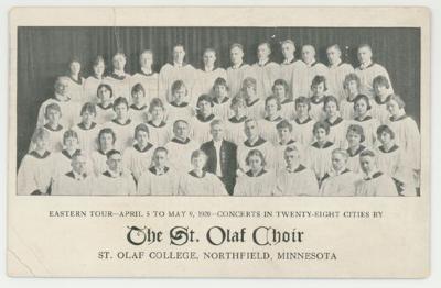 St. Olaf College choir Eastern tour group postcard #1