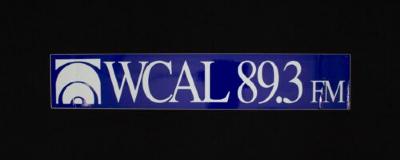 Blue and white WCAL bumper stickers