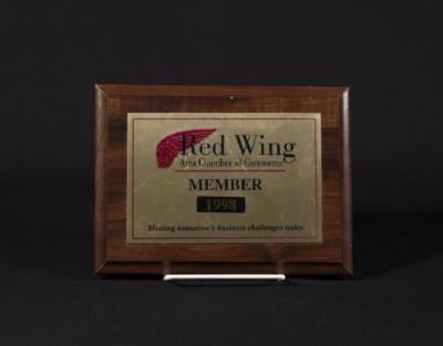 1998 Red Wing Area Chamber of Commerce member plaque