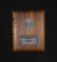 Pewter and wood plaque "CPB Corporation for Public Broadcasting 1992 Local Radio Development Award for Excellence in Marketing Promotion presented to WCAL-AM/FM"