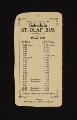 1928 St. Olaf Bus schedule