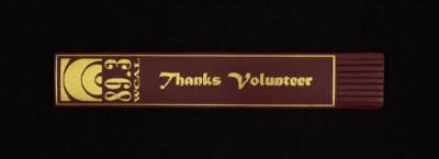 Red leather WCAL "Thanks Volunteer" bookmarks