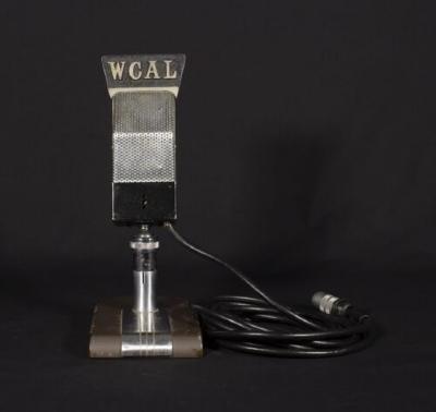 RCA Model PB-90 microphone with stand and WCAL flag