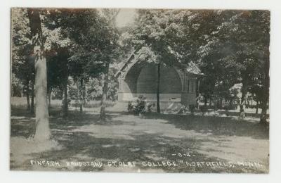 Finseth band stand on St. Olaf College campus postcard