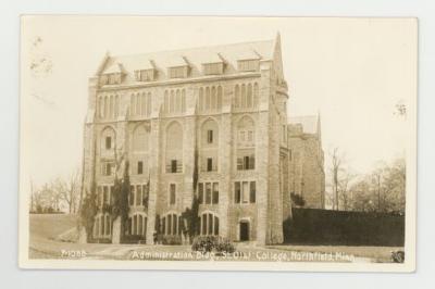 St. Olaf College administration building exterior view postcard