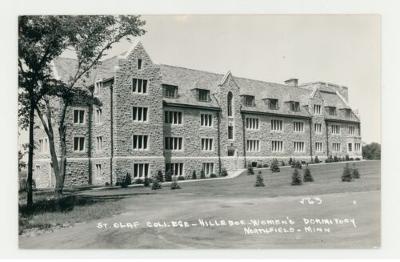 St. Olaf College Hilleboe Hall side entrance postcard