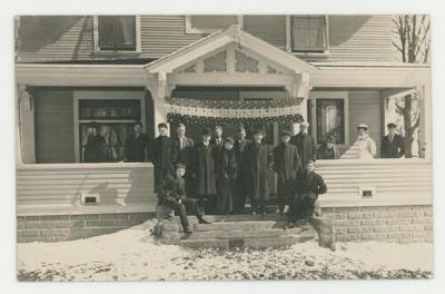 St. Olaf College health services students in the winter postcard