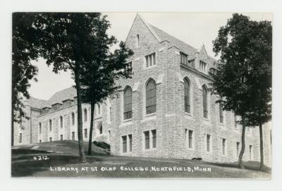 Rolvaag Memorial Library reading room exterior postcard