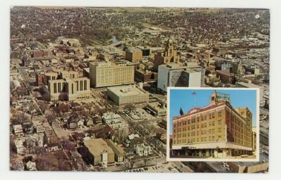 Hotel Zumbro and aerial view of Rochester, Minnesota postcard