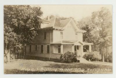 St. Olaf College hospital building postcard