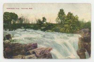 Winnewissa Falls, Pipestone, Minnesota postcard