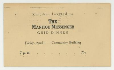 Manitou Messenger grid dinner postcard