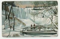 Winter scene at Minnehaha Falls postcard